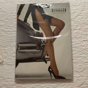 VINTAGE WOLFORD-LONDON PARIS PANTYHOSE NEIMAN MARCUS MED BLK/BRN CHARM (NEW)
